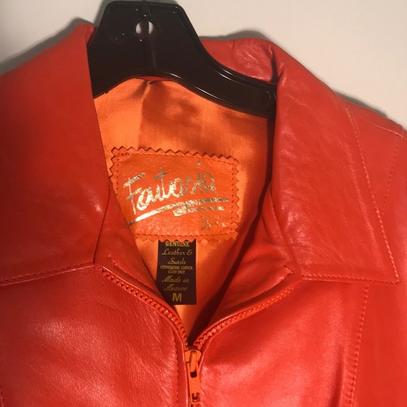 NWOT Beautiful Orange Leather Jacket - Picture 2 of 4